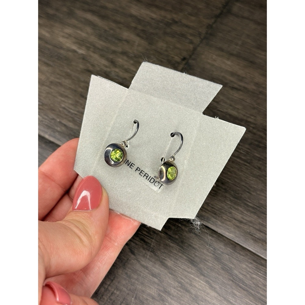 925 Sterling Silver Green Peridot Stone Earring Silver Drop Handmade Earring